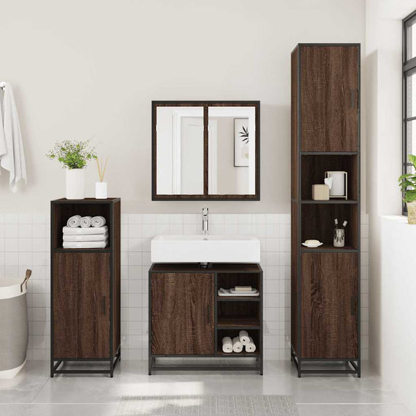 Waschbeckenunterschrank Braun Eichen-Optik 65 cm