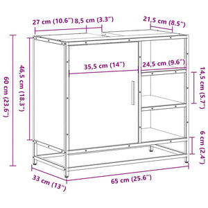 Waschbeckenunterschrank Braun Eichen-Optik 65 cm
