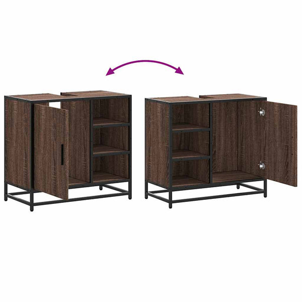 Waschbeckenunterschrank Braun Eichen-Optik 65 cm