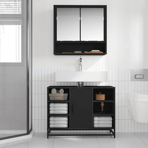 Schwarzer Waschbeckenunterschrank 80 cm