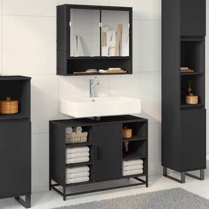 Schwarzer Waschbeckenunterschrank 80 cm