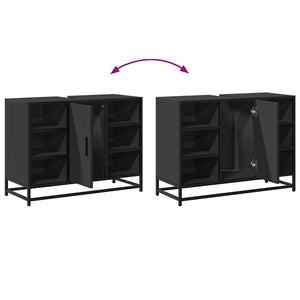 Schwarzer Waschbeckenunterschrank 80 cm