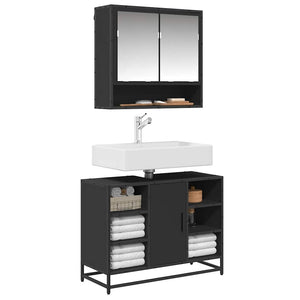 Schwarzer Waschbeckenunterschrank 80 cm