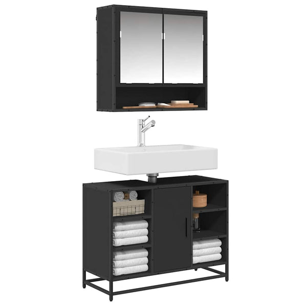 Schwarzer Waschbeckenunterschrank 80 cm
