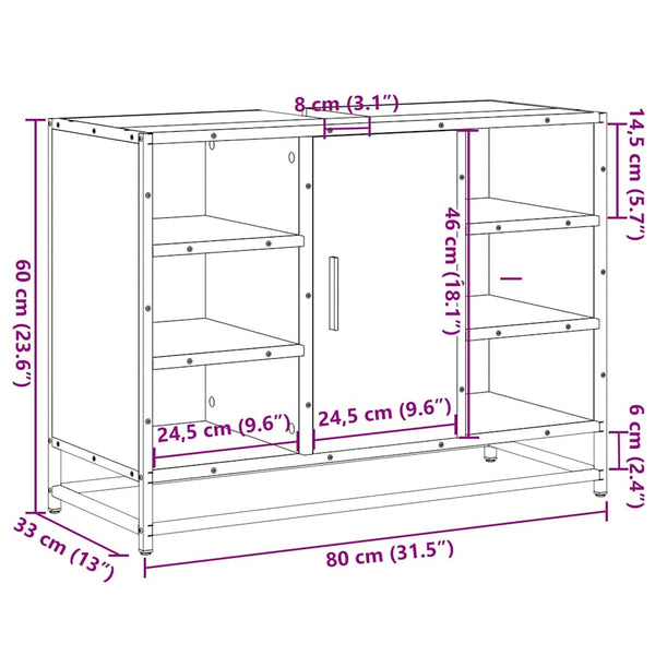Waschbeckenunterschrank Sonoma-Eiche 80cm