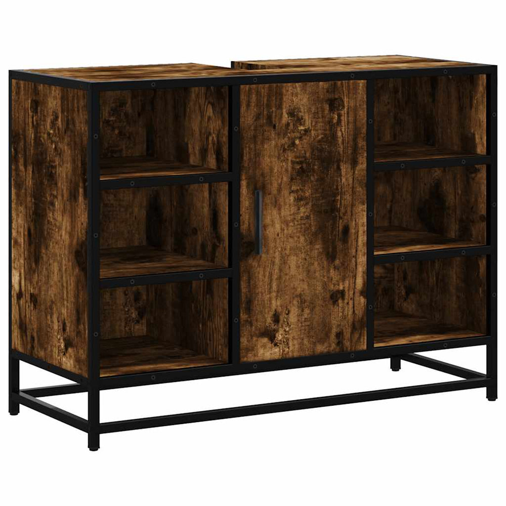 Meuble sous-lavabo chêne fumé 80x33x60 cm bois d'ingénierie vidaXL