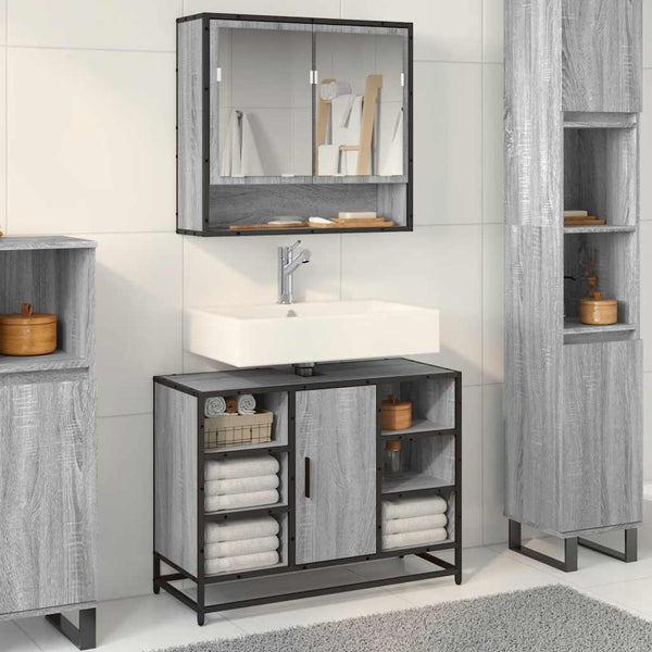 Waschbeckenunterschrank Grau Sonoma 80 cm