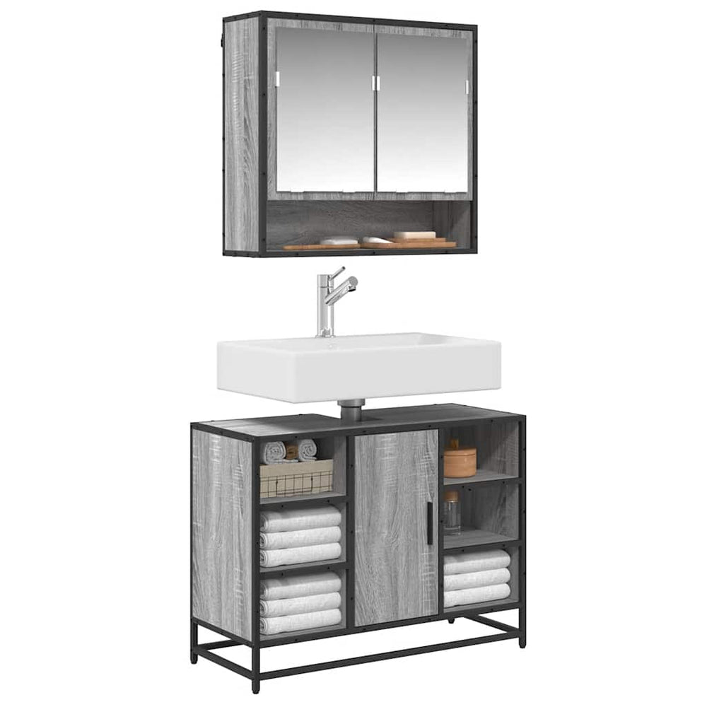 Meuble sous-lavabo vidaXL gris chêne sonoma 80x33x60 cm bois d'ingénierie