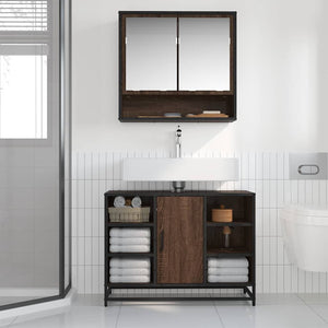 Waschbeckenunterschrank Braun Eichen-Optik 80 cm