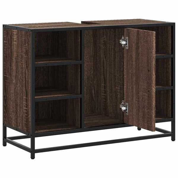 Waschbeckenunterschrank Braun Eichen-Optik 80 cm