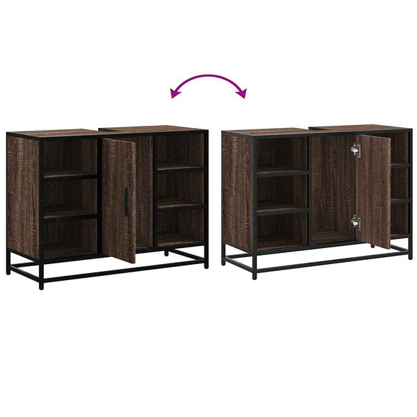 Waschbeckenunterschrank Braun Eichen-Optik 80 cm