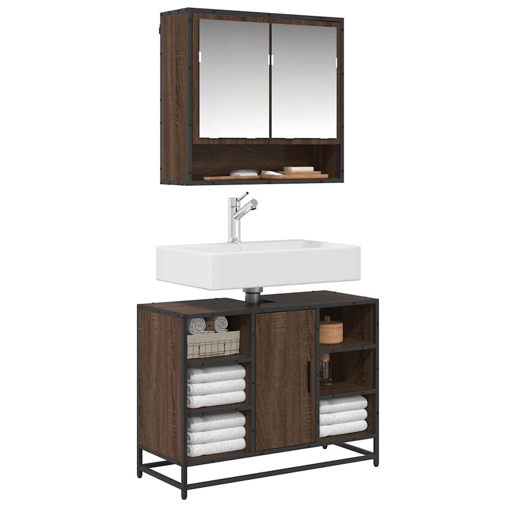 Meuble sous lavabo vidaXL aspect chêne marron 80x33x60 cm