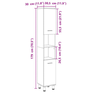 Badschrank Sonoma Eiche 30,5x30x179 cm
