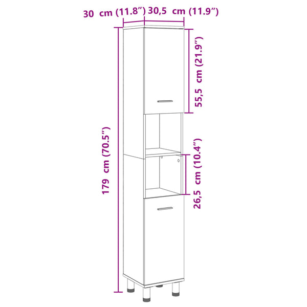Badschrank Sonoma Eiche 30,5x30x179 cm