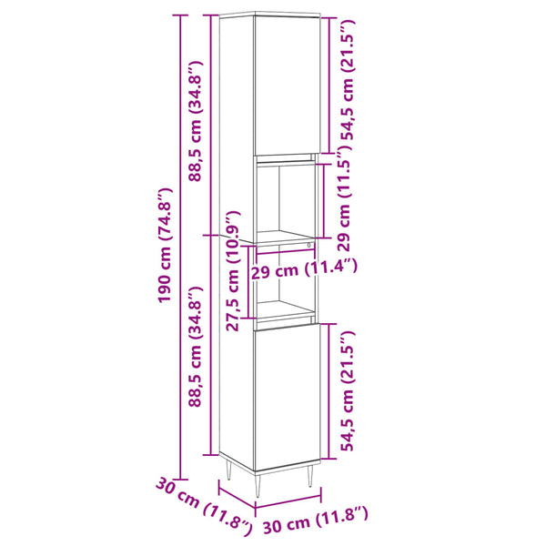 Badschrank Sonoma Eiche 30x30x190 cm