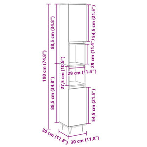 Badschrank Sonoma Eiche 30x30x190 cm