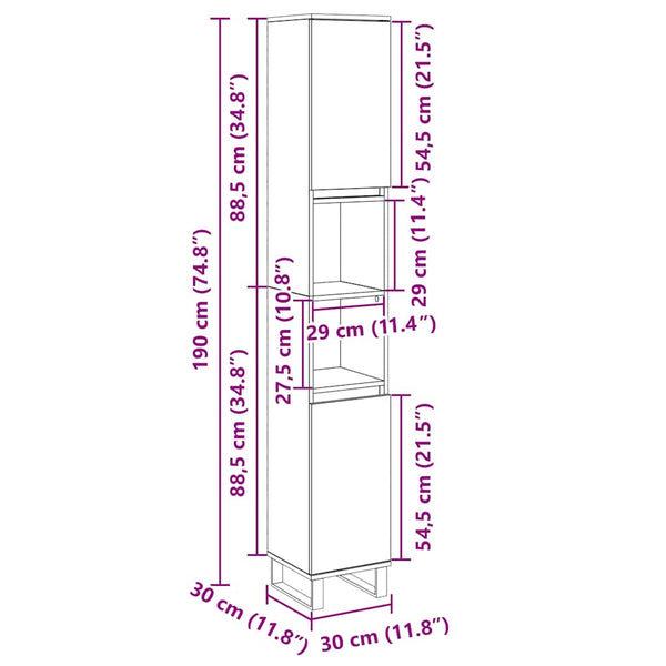 Badschrank Sonoma Eiche 30x30x190 cm