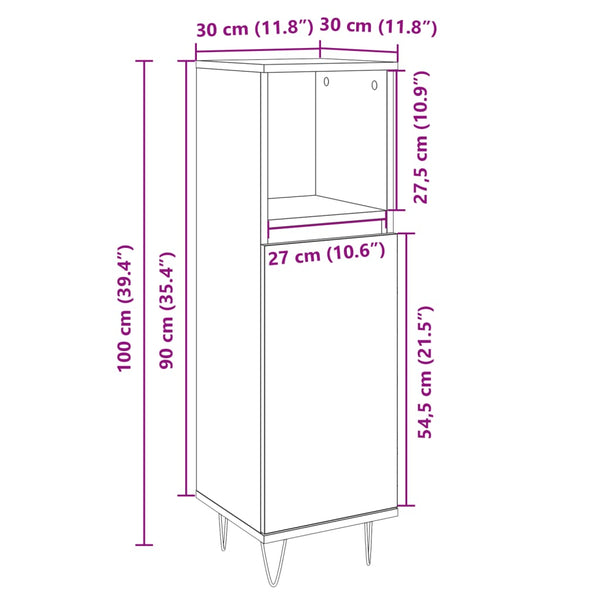 Badschrank Sonoma-Eiche 30x30x100 cm