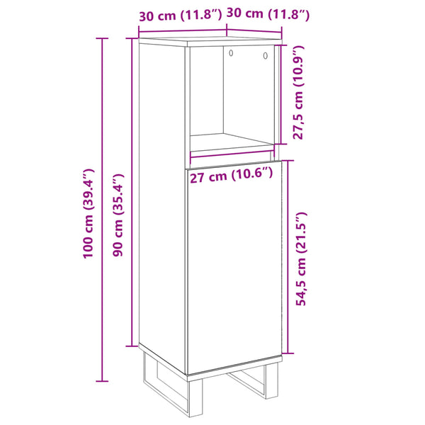 Badschrank Sonoma-Eiche 30x30x100 cm