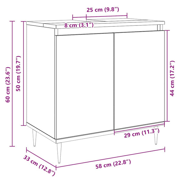 Badschrank Sonoma Eiche 58x60cm