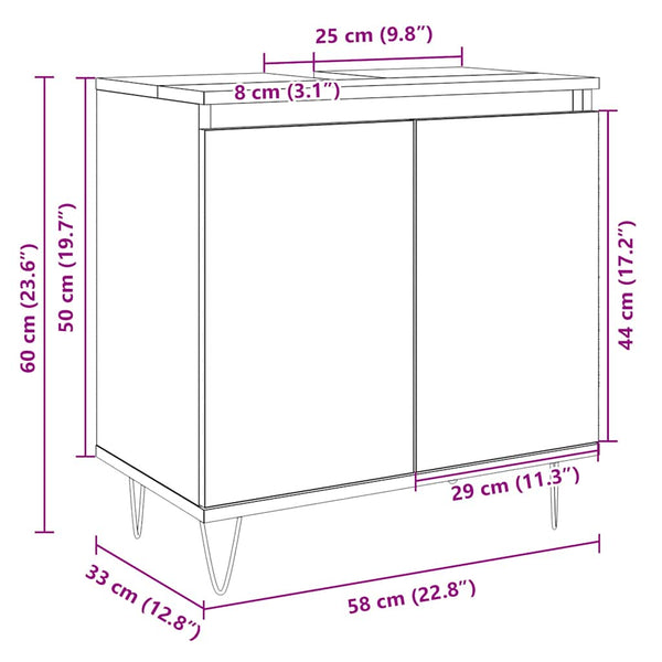 Badschrank Sonoma Eiche 58x60cm