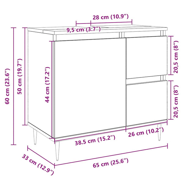 Badschrank Sonoma Eiche 65x60 cm