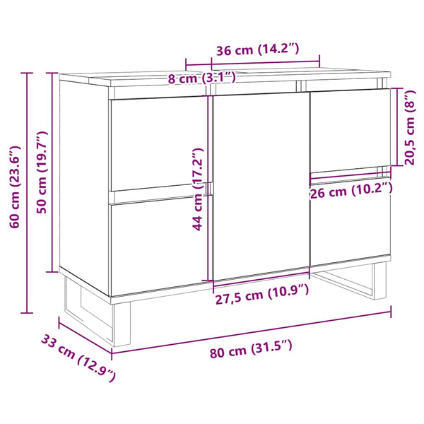 Badschrank Sonoma Eiche 80x60 cm