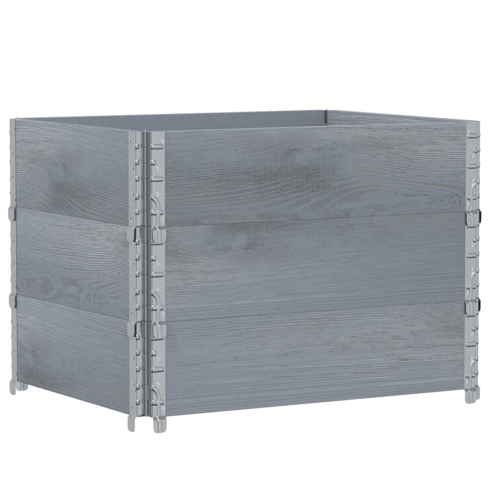 Palettenaufsatzrahmen 3er Set Grau 80x60cm Kiefer