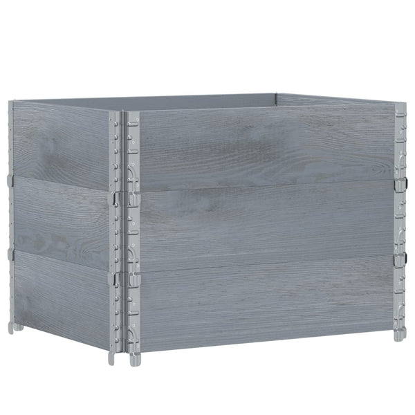 Palettenaufsatzrahmen 3er Set Grau 80x60cm Kiefer