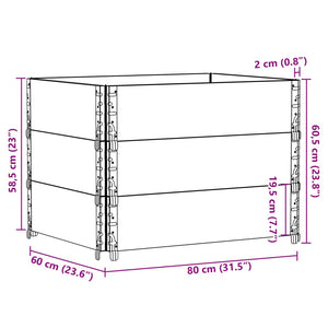 Palettenaufsatzrahmen 3er Set Grau 80x60cm Kiefer