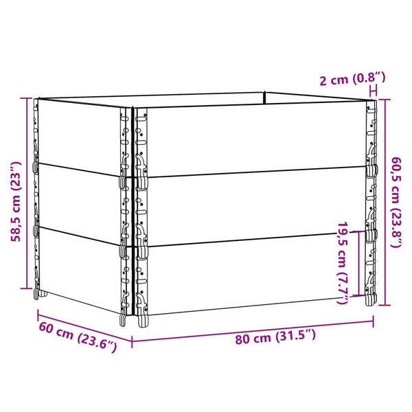 Palettenaufsatzrahmen 3er Set Grau 80x60cm Kiefer