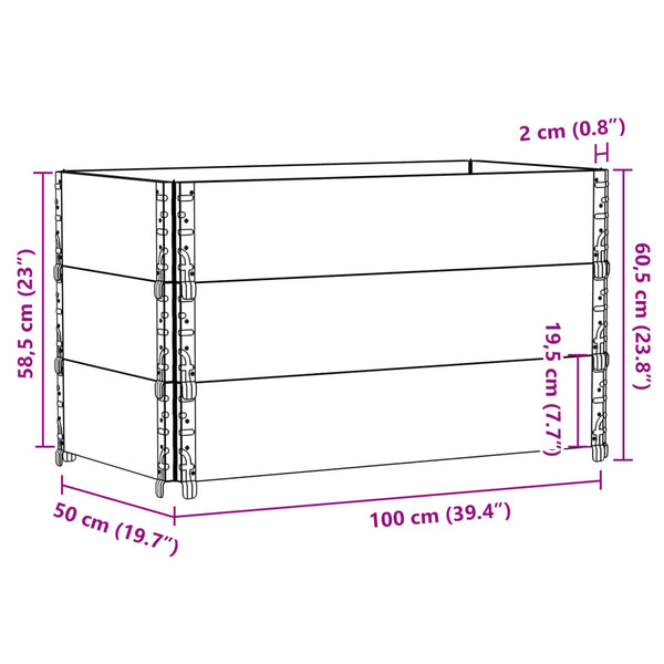 Palettenaufsatzrahmen 3er Set Grau 100x50 cm
