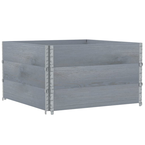 Palettenaufsatzrahmen 100x100cm Grau Kiefer 3er-Set