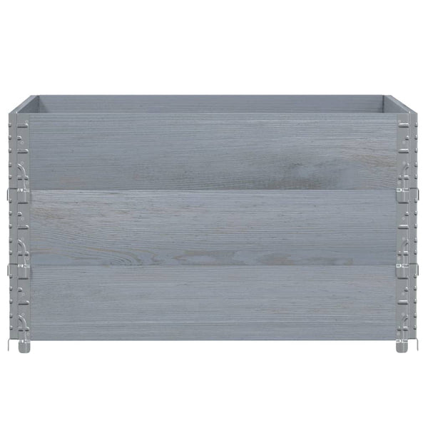 Palettenaufsatzrahmen 100x100cm Grau Kiefer 3er-Set
