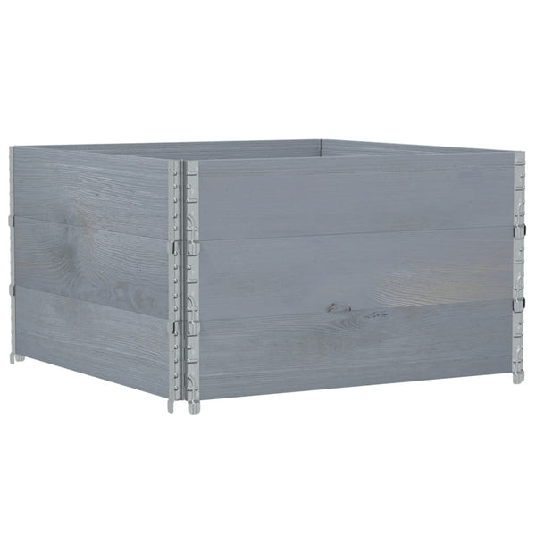 Palettenaufsatzrahmen 100x100cm Grau Kiefer 3er-Set