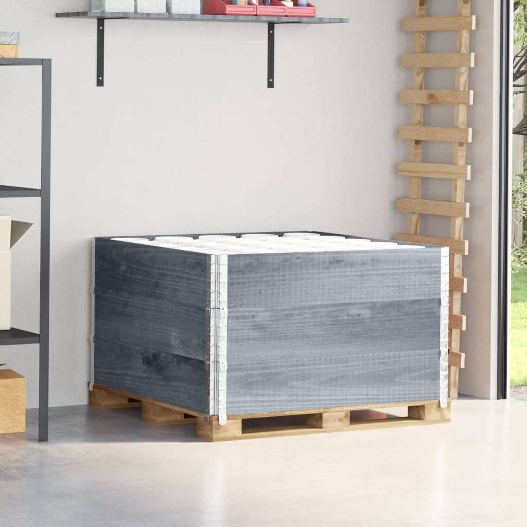 Palettenaufsatzrahmen 100x100cm Grau Kiefer 3er-Set