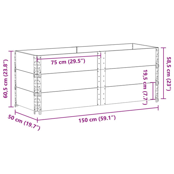 Palettenaufsatzrahmen 3er Set Grau 150x50 cm