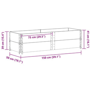 Schwarzer Pflanzkasten 150x50 cm Kiefer Massivholz