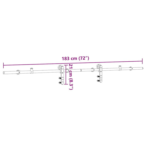 Schiebetür-Beschlagsatz 183 cm Edelstahl Silbern