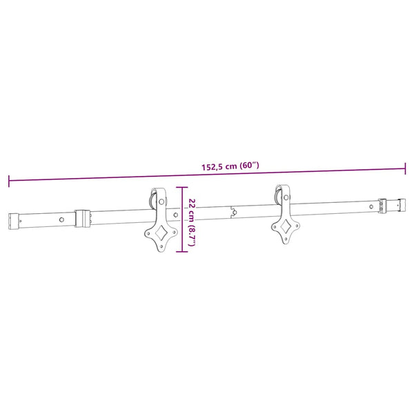 Schiebetürbeschlag-Set, 152.4cm, Schwarz