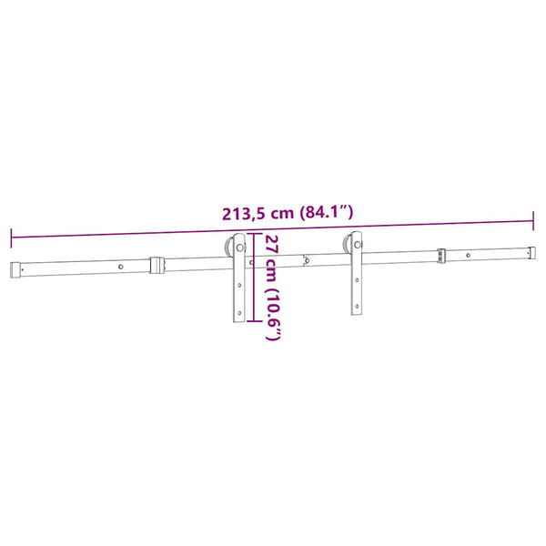 Schiebetürbeschlag Set 213,5cm Schwarz