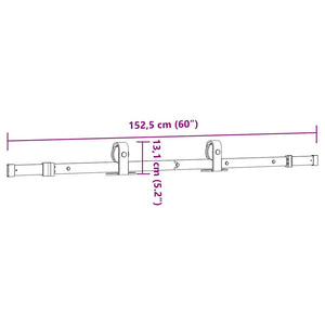 Schiebetürbeschlag Set 152,5 cm Stahl Schwarz