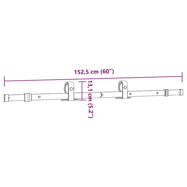 Schiebetürbeschlag Set 152,5 cm Stahl Schwarz