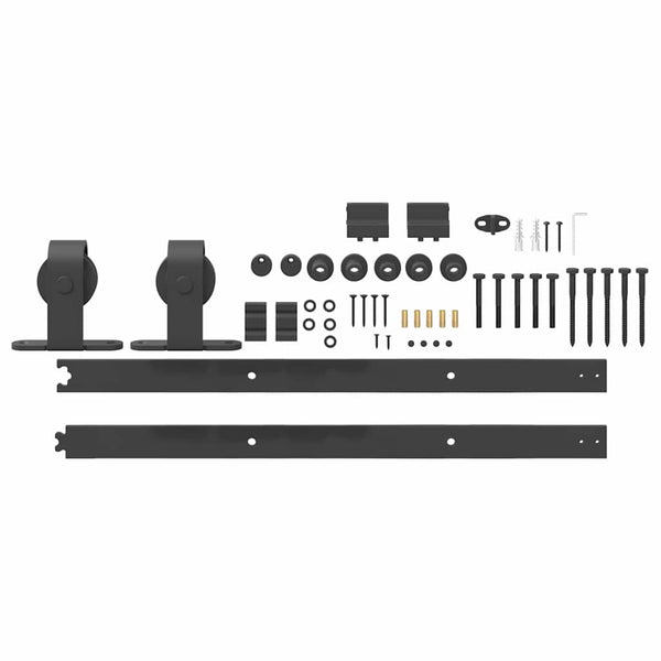 Schiebetürbeschlag Set 152,5 cm Stahl Schwarz