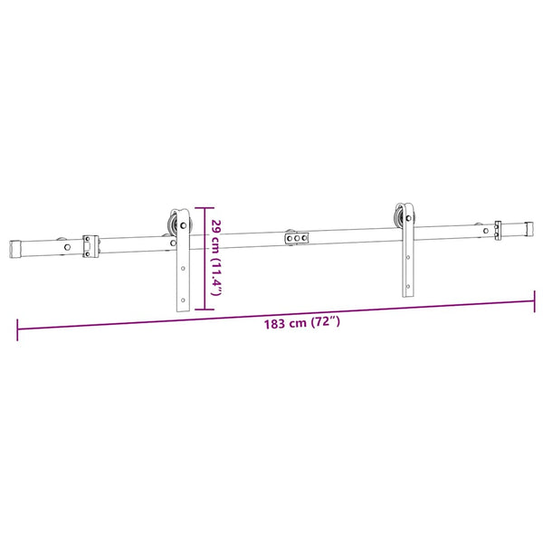 Schiebetürbeschlag-Set 183 cm Stahl Schwarz