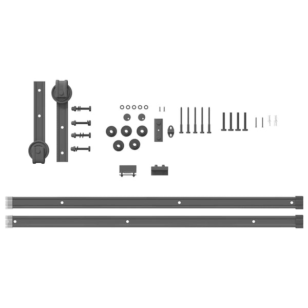 Schiebetürbeschlag-Set 183 cm Stahl Schwarz
