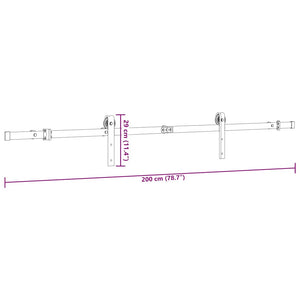 Schiebetürbeschlag Set 200cm Stahl Schwarz