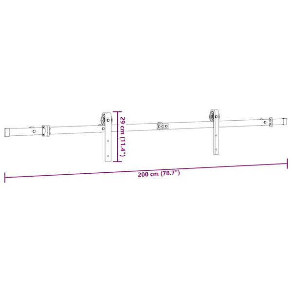 Schiebetürbeschlag Set 200cm Stahl Schwarz