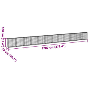 Gabione mit Deckel, 120x50x100 cm, verzinkt