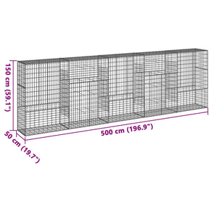 Gabione mit Deckel 500x50x150 cm